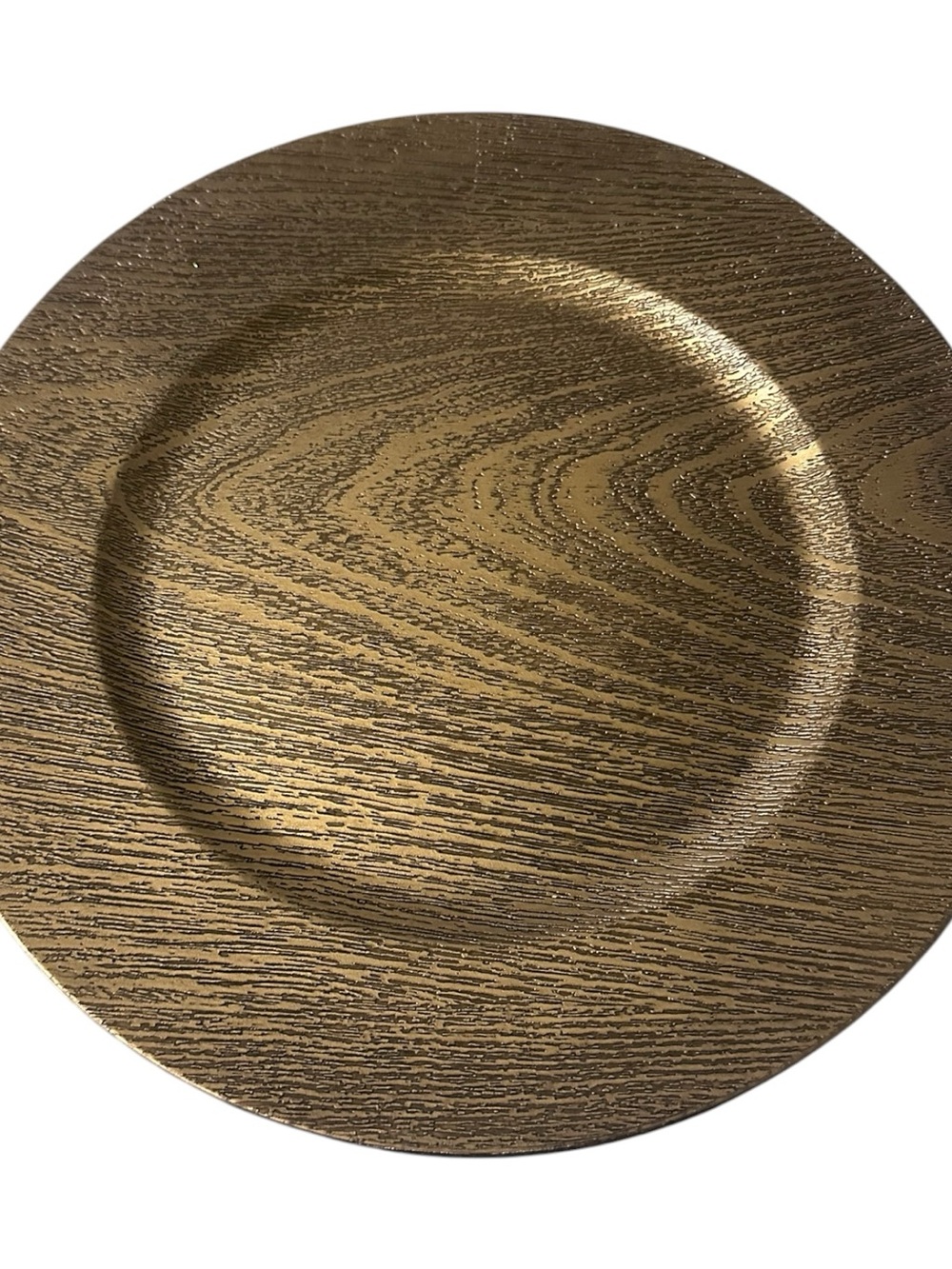 20 Metallic Gold Woodgrain Charger Plate - Home Dining